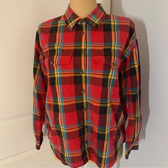 Liz Wear Tops - Liz Wear Cotton Red Plaid Flannel